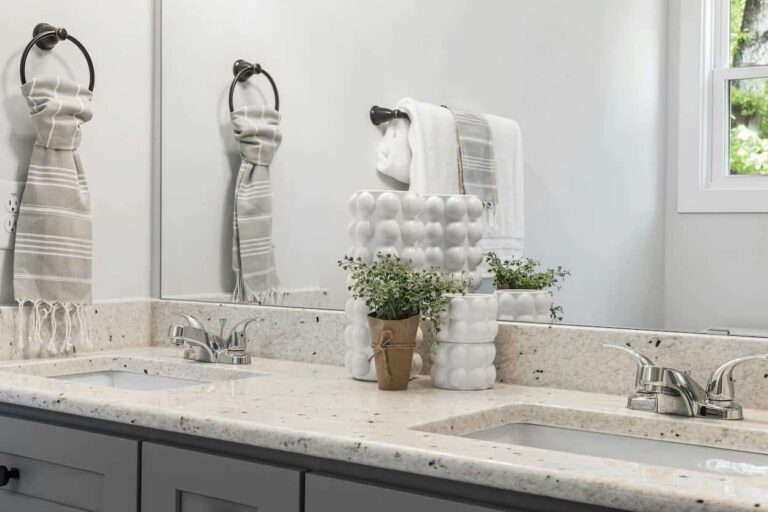 Organized marble vanity