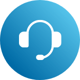 blue icon with an operator headset
