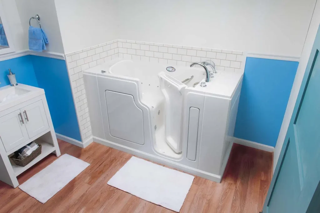 walk-in tub in bathroom