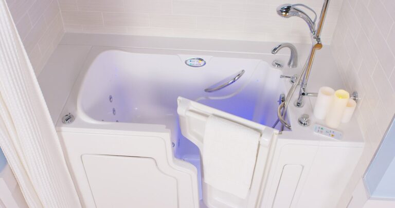 walk-in tub with wide door open