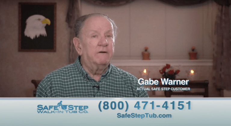 Gabe Warner being interviewed about his walk-in tub