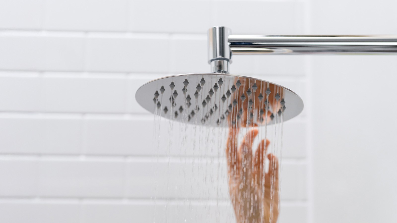 Safe Step Walk-In Shower Warm Water Flowing From Rainfall Shower Head