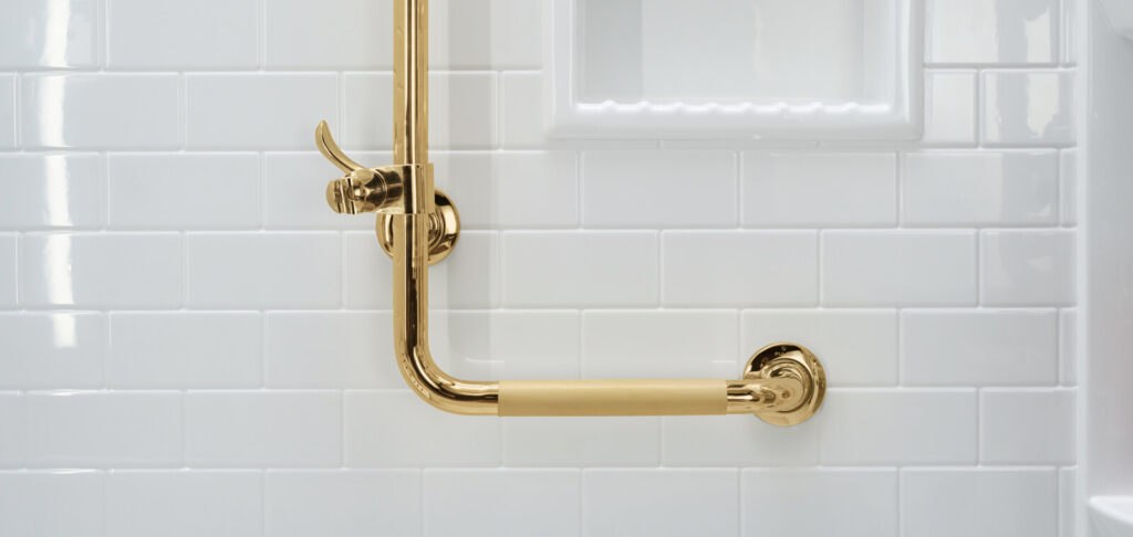 Brushed gold grab bar