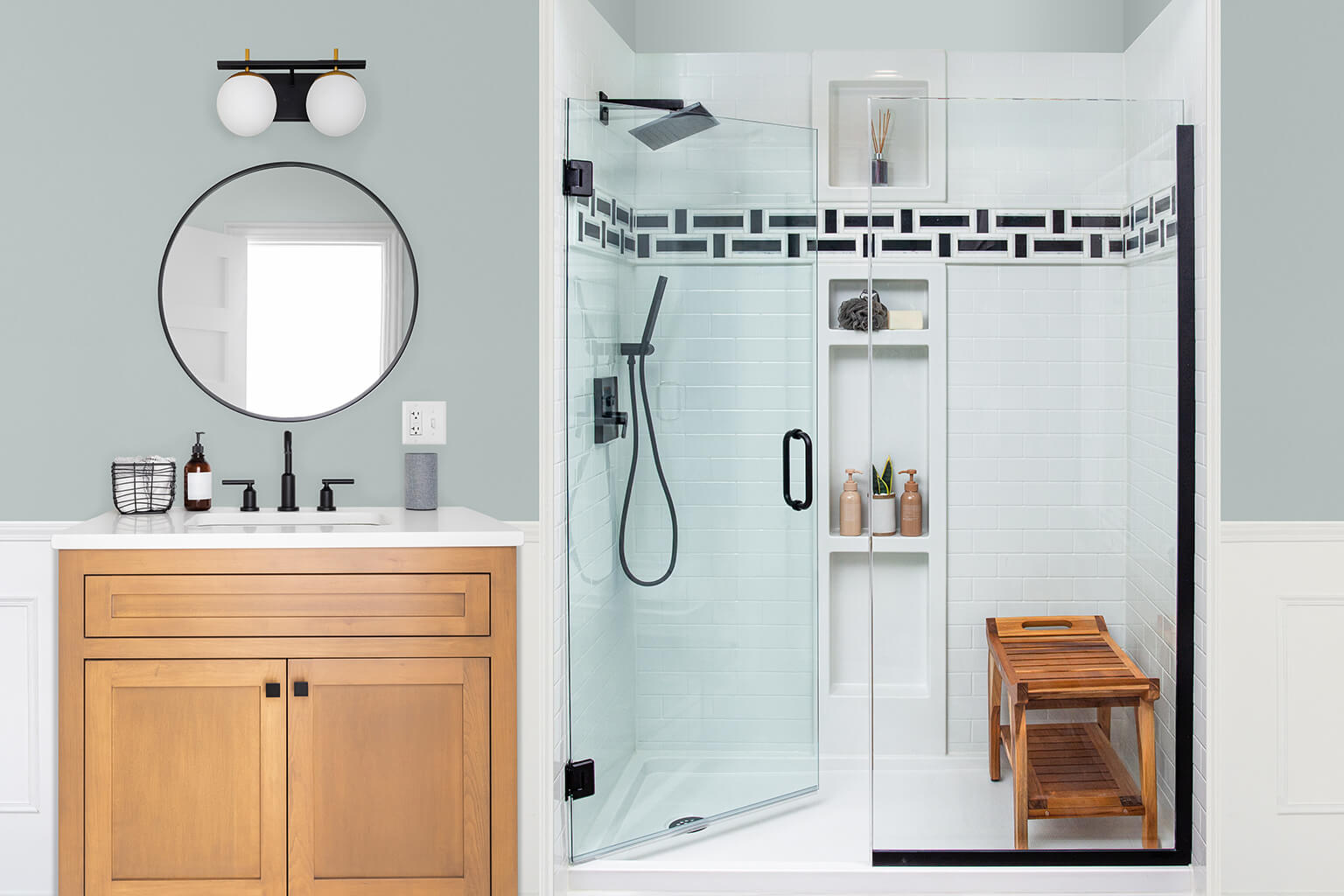Signature Shower with black accent tile