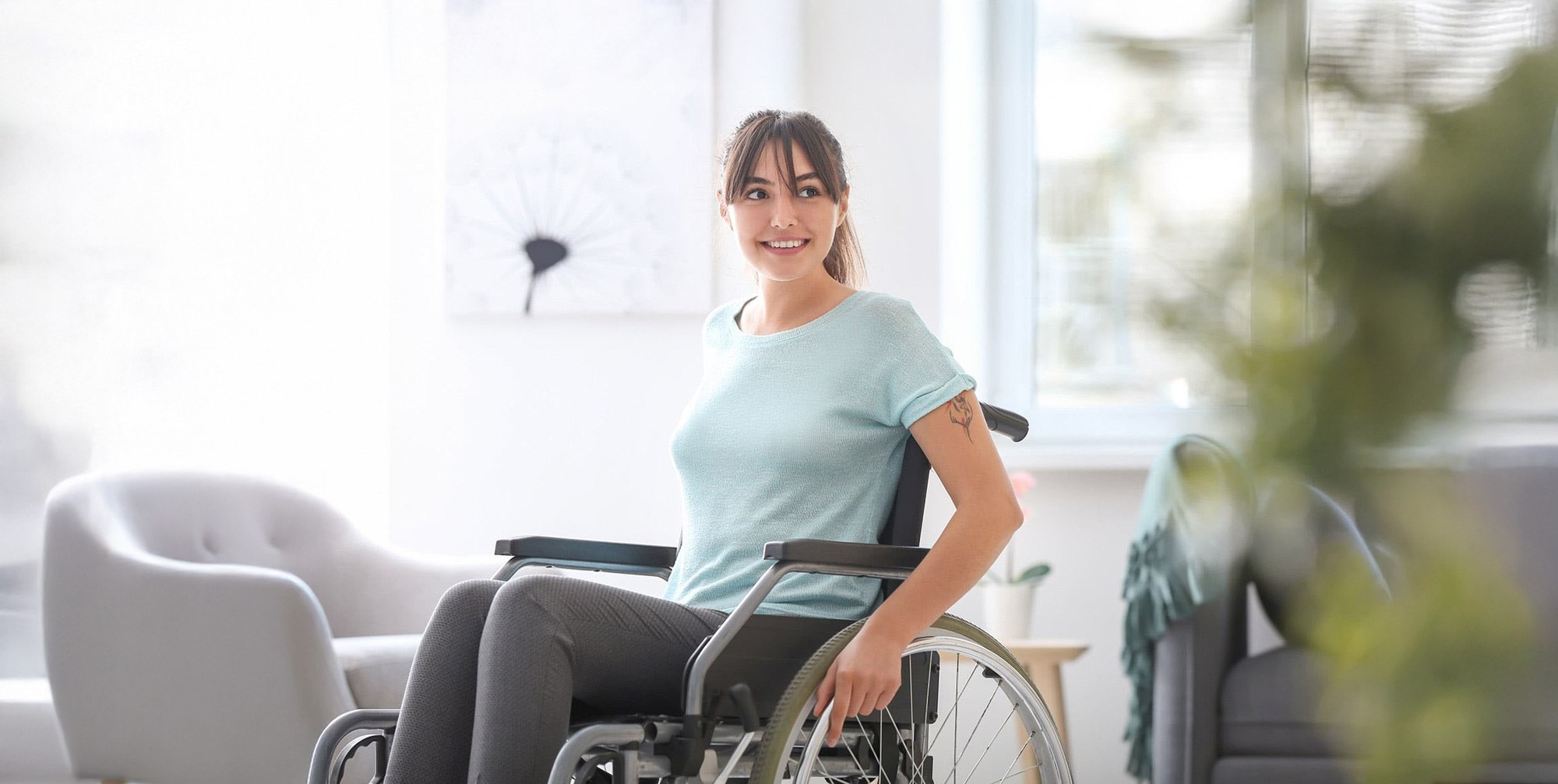 woman in a wheelchair