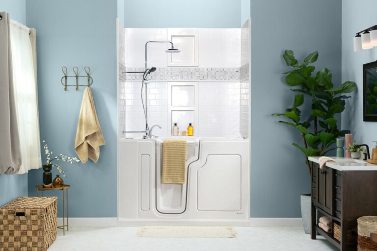 Safe Step Hybrid Walk-In Tub with tile accent