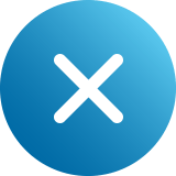 blue icon with an X