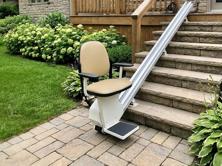 outdoor stairlift leading to back porch