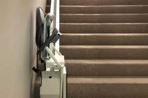 frontal view of straight indoor stairlift